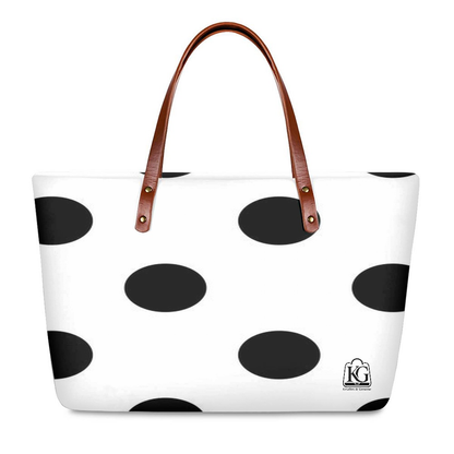 K & G Black and White Polka Dot Dress with Handbag