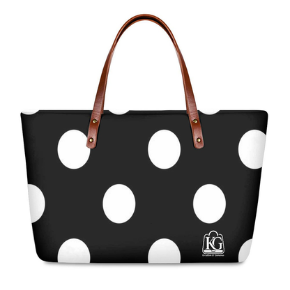 K & G Black and White Polka Dot Dress with Handbag