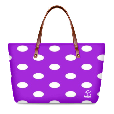 K & G Purple and White Polka Dot Dress with Handbag