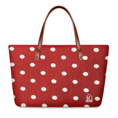 K & G Burgundy and White Polka Dot Dress with Handbag
