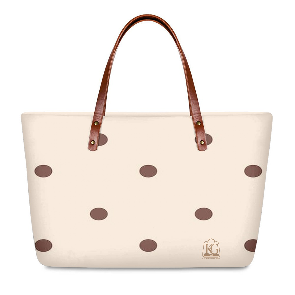 K & G Tan and Chocolate Polka Dot Dress with Handbag