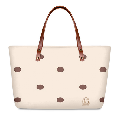 K & G Tan and Chocolate Polka Dot Dress with Handbag