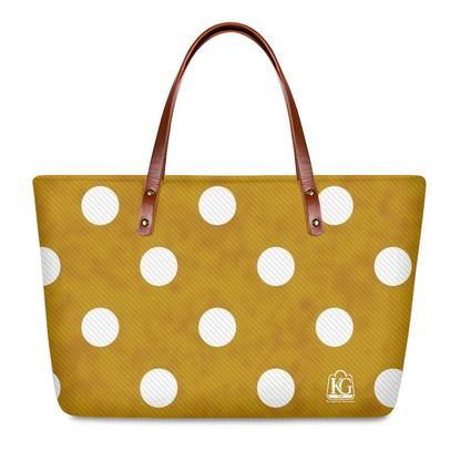 K & G Honey Mustard and White Polka Dot Dress with Handbag