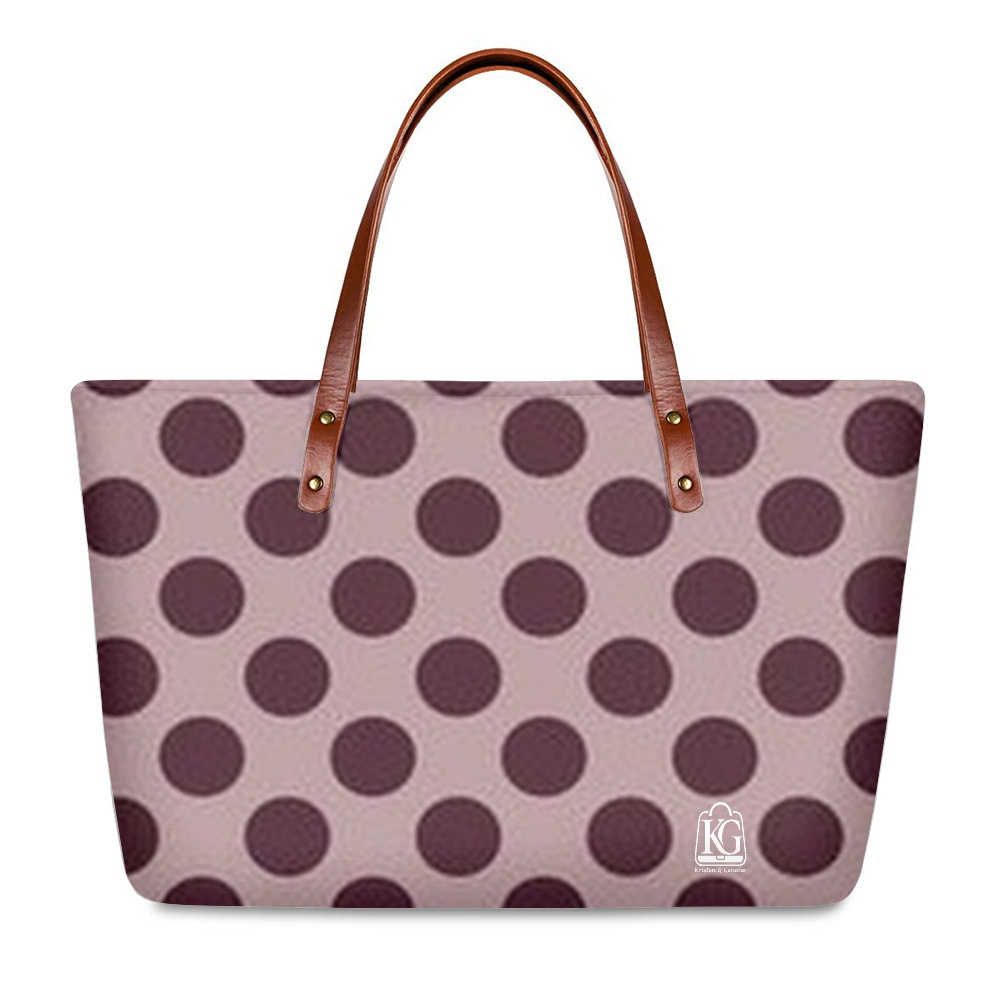 K & G Plum and Maroon Polka Dot Dress with Handbag