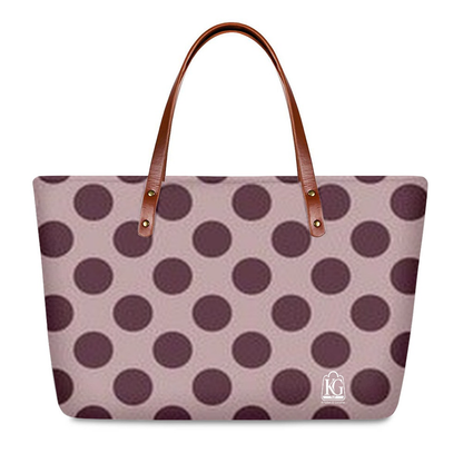 K & G Plum and Maroon Polka Dot Dress with Handbag