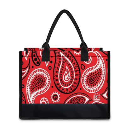 K & G Red and Black Paisley Dress with Black Border Tote Bag