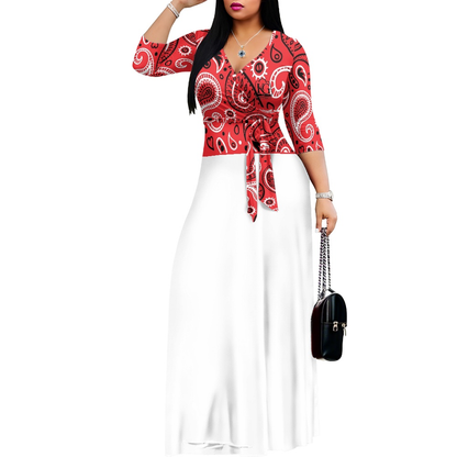 K & G Red and Black Paisley Dress with Black Border Tote Bag