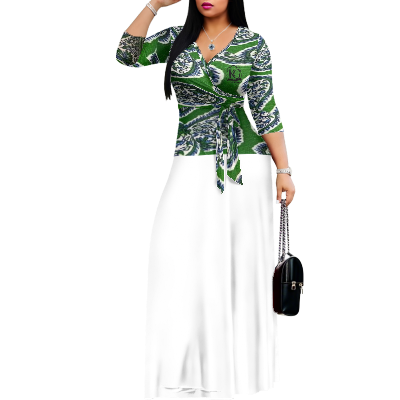 K & G Green and White Paisley Dress with Black Border Tote Bag
