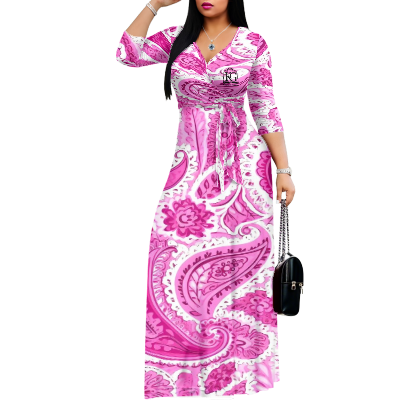 K & G Pink and White Paisley Dress with Black Border Tote Bag