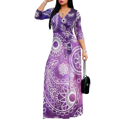 K & G Purple and White Paisley Dress with Black Border Tote Bag
