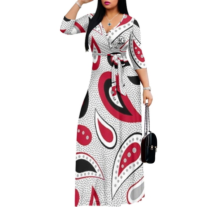 K & G Red and Black Paisley Dress with Black Border Tote Bag