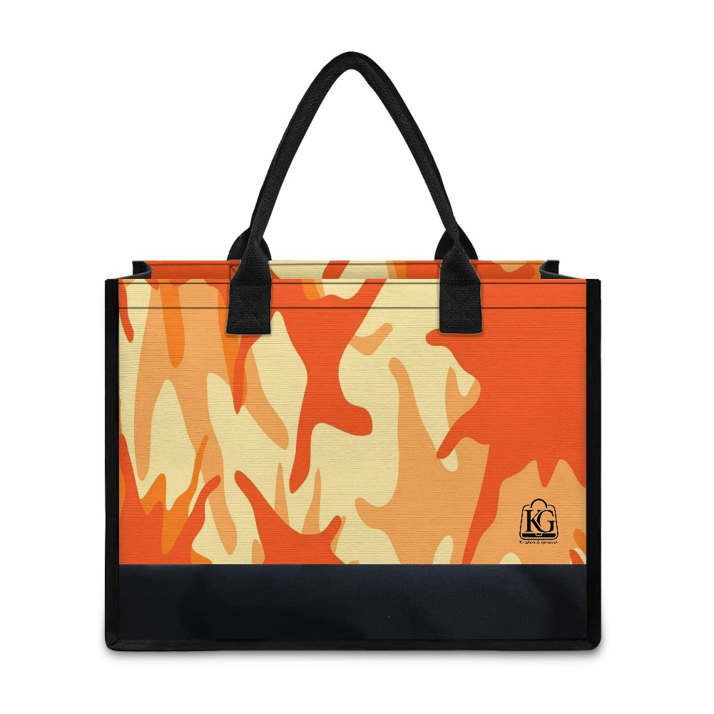 K & G orange Camouflage Dress with a Tote Bag