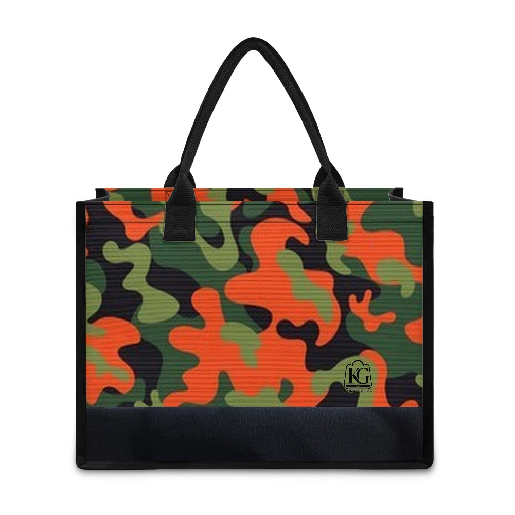 K & G  Green and Orange Camouflage Dress with a Tote Bag