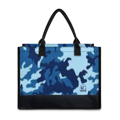K & G  Navy  and Blue Camouflage Dress with a Tote Bag