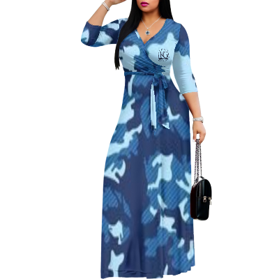 K & G  Navy  and Blue Camouflage Dress with a Tote Bag