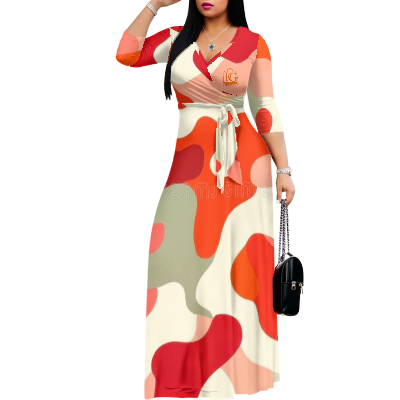 K & G Burnt Orange Camouflage Dress with a Tote Bag