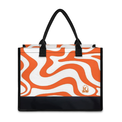 K & G Cream and Orange Camouflage Dress with a Tote Bag