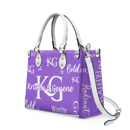 K & G Purple and White Confidence Dress with a Handbag