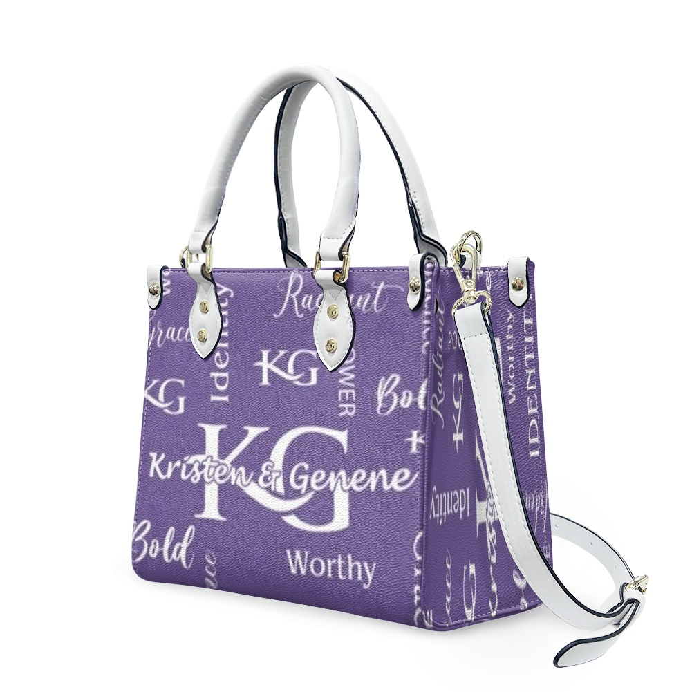 K & G Purple and White Confidence Dress with a Handbag