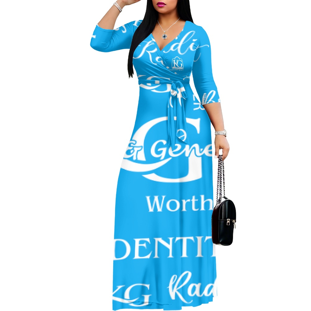 K & G Teal and White Confidence Dress with a Handbag