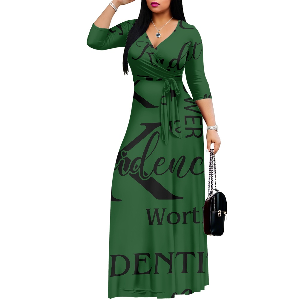 K & G Hunter Green and Black/White Confidence Dress with a Handbag