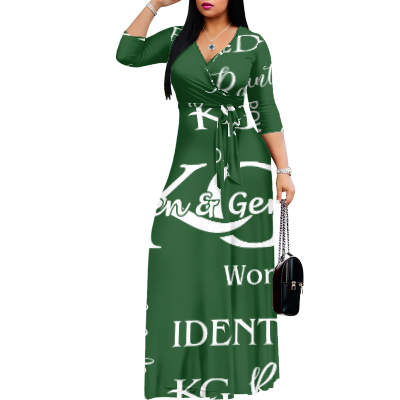 K & G Hunter Green and Black/White Confidence Dress with a Handbag