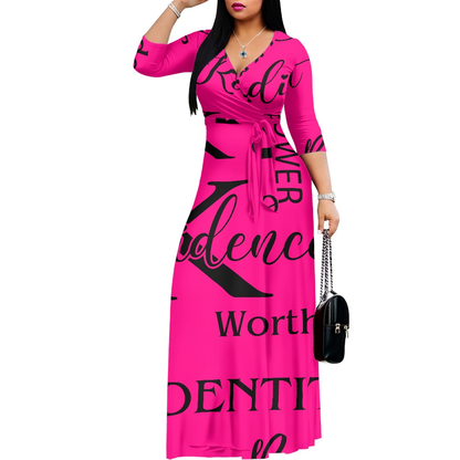 K & G Fuchsia and Black/White Confidence Dress with a Handbag