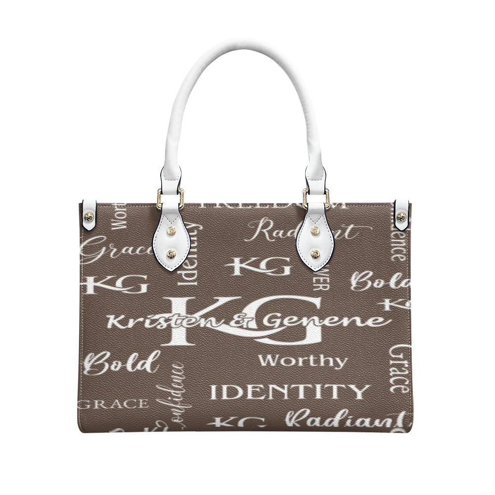 K & G Chocolate and White Confidence Dress with a Handbag