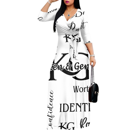 K & G Black/White  Confidence Dress with a Handbag