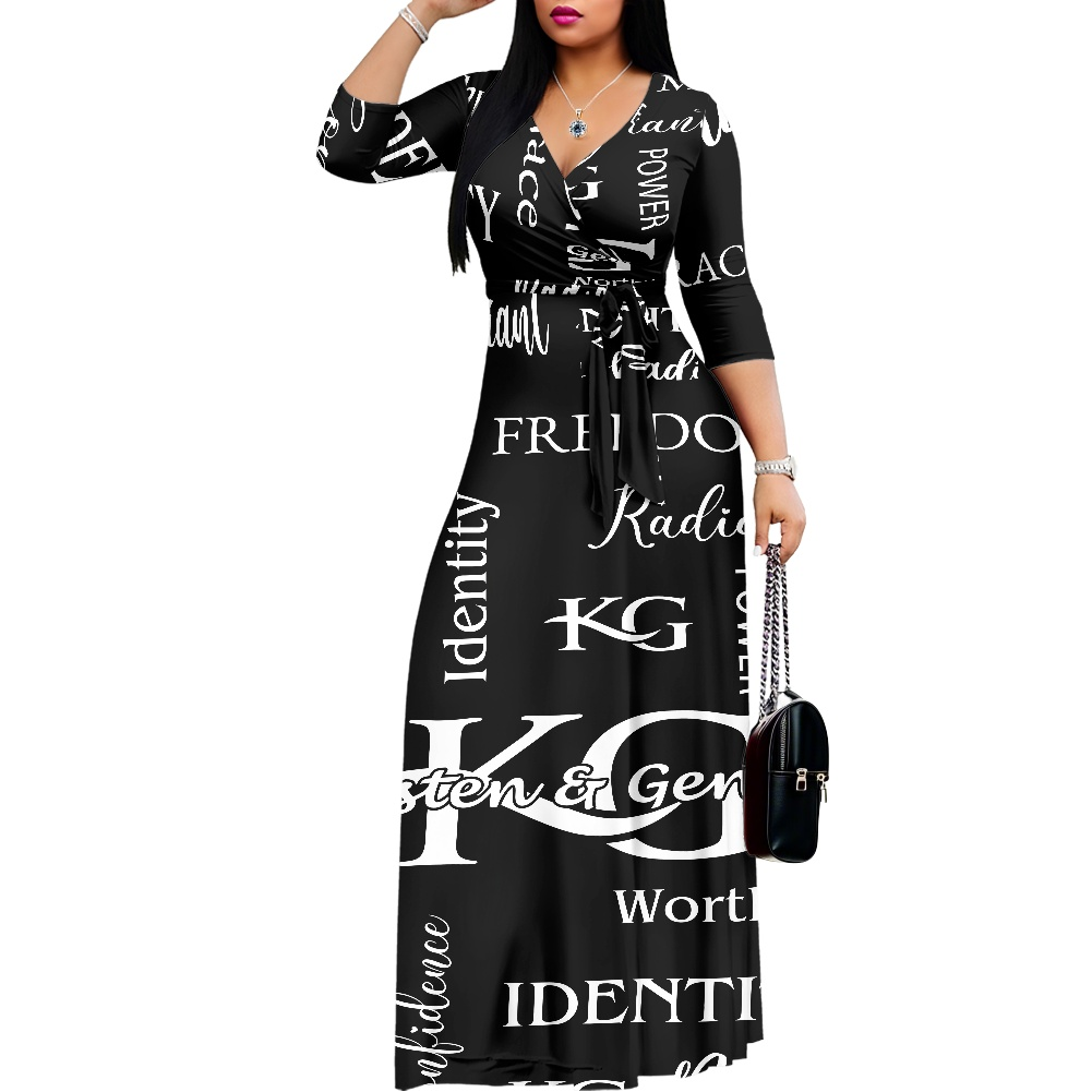 K & G Black/White  Confidence Dress with a Handbag