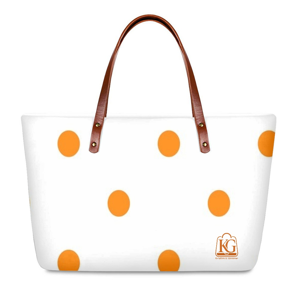 K & G Orange and White Polka Dot Dress with Handbag