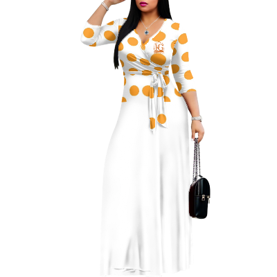 K & G Orange and White Polka Dot Dress with Handbag