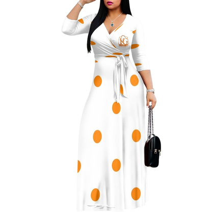 K & G Orange and White Polka Dot Dress with Handbag
