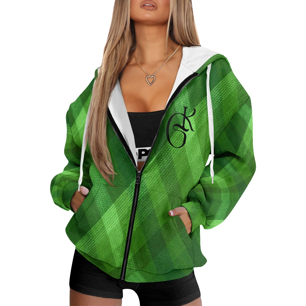 Dark Green and Black Plaid Jacket and Beanie