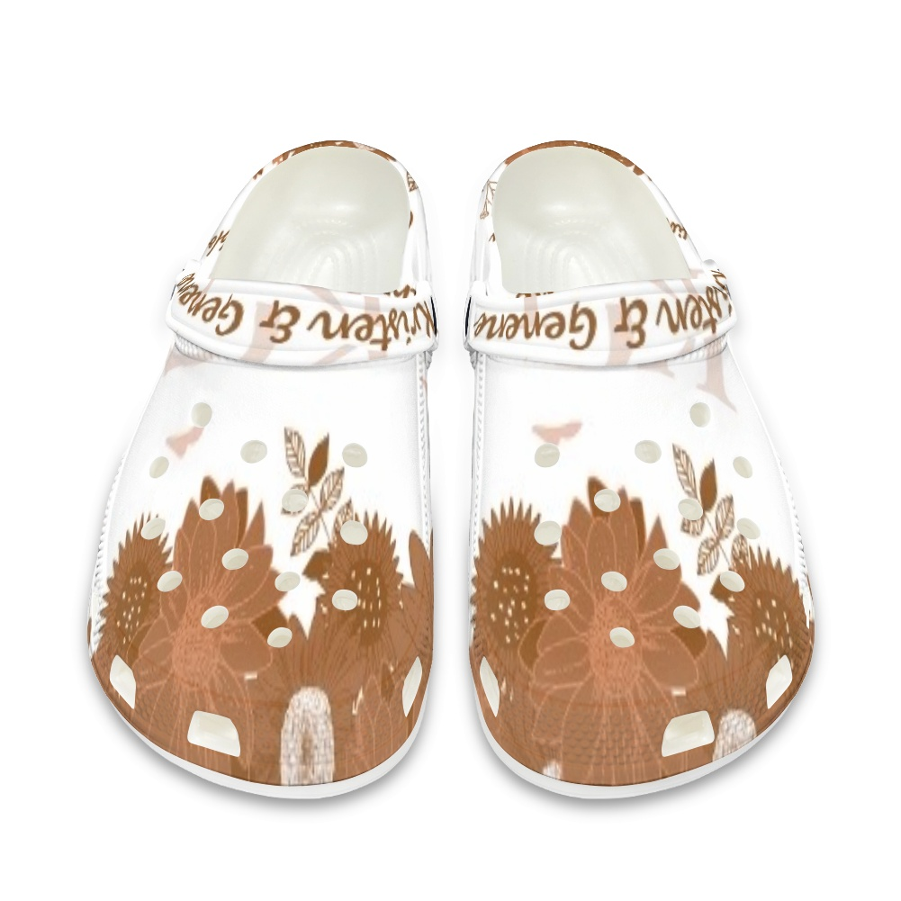 Brown and White K & G Crocs