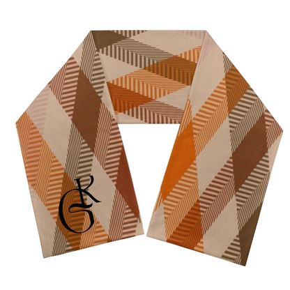 Brown and Rust plaid beanie and Scarf