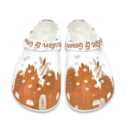 Burnt Orange and White K & G Crocs