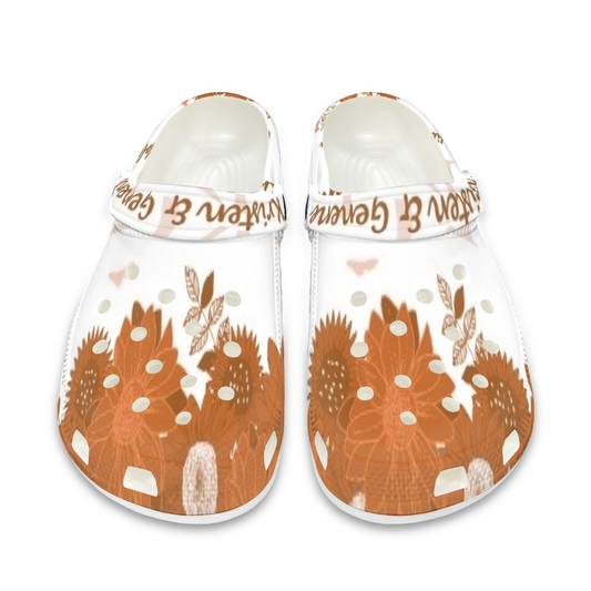 Burnt Orange and White K & G Crocs