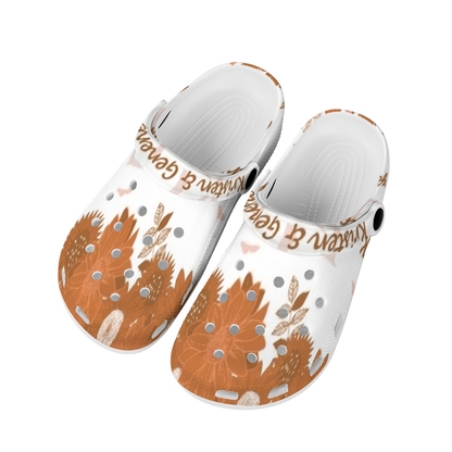 Burnt Orange and White K & G Crocs