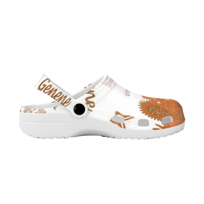 Burnt Orange and White K & G Crocs