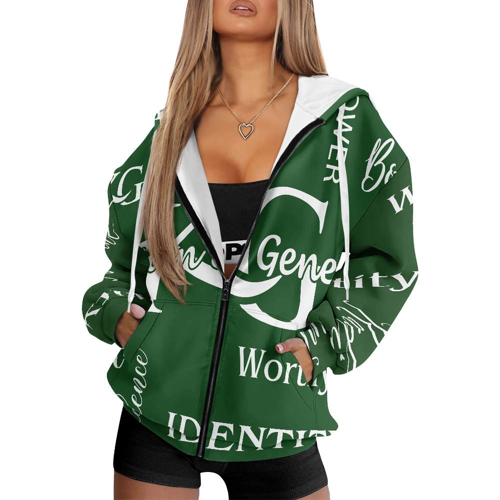 K & G Hunter Green and White Jacket and Beanie Worth Set