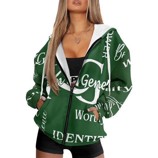 K & G Hunter Green and White Jacket and Beanie Worth Set