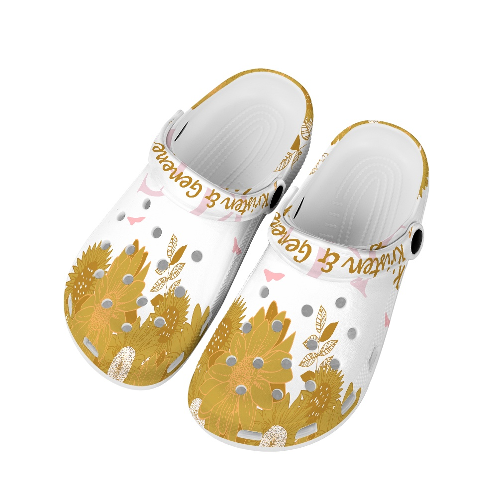 Honey Mustard and White K & G Crocs