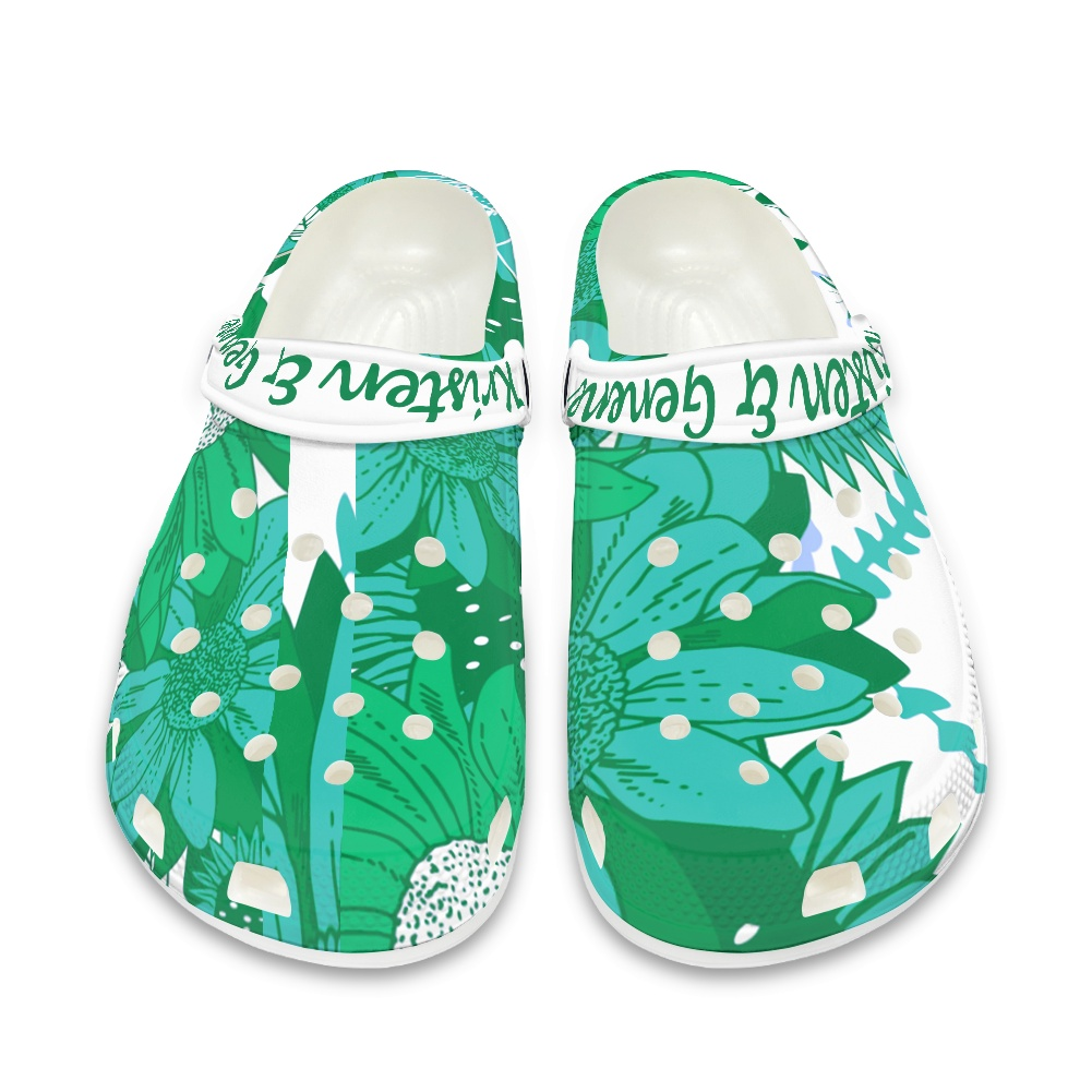 Hunter Green and White K & G Crocs