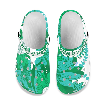 Hunter Green and White K & G Crocs