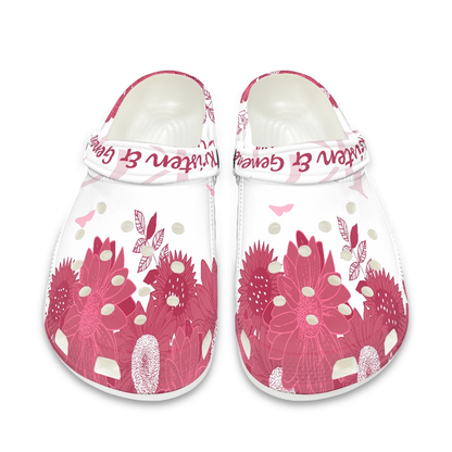 Maroon and White K & G Crocs