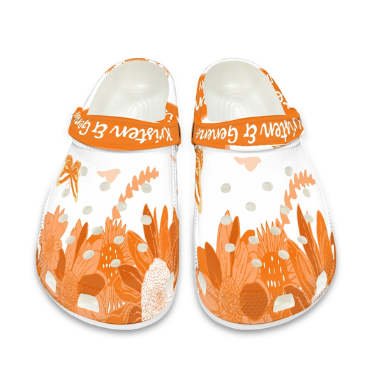 Orange and White  K & G Crocs